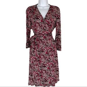 DVF Diane Von Furstenburg wrap dress pink black white classic S